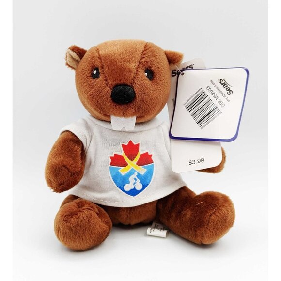 Sears Charity Plush Beaver with T-Shirt 5" Sitting Stuffed Animal Toy Vintage - Picture 1 of 5